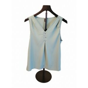 SHEIN Mint Green V-Neck Sleeveless Button-Front Tank